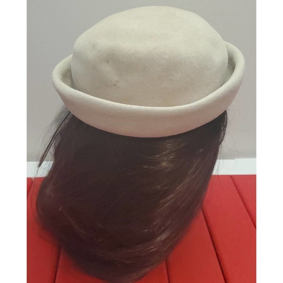 RARE 1950s Vtg Evelyn Varon Peachbloom Pillbox Style Hat Union Made Adjustable - Picture 4 of 9